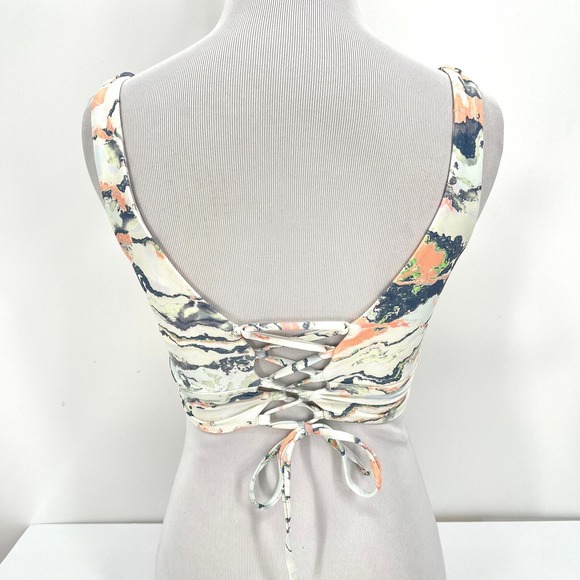 MAAJI Reversible Triangle Bikini Top Small Gray Sunray Catcher Lace Up Swimsuit - Picture 4 of 9